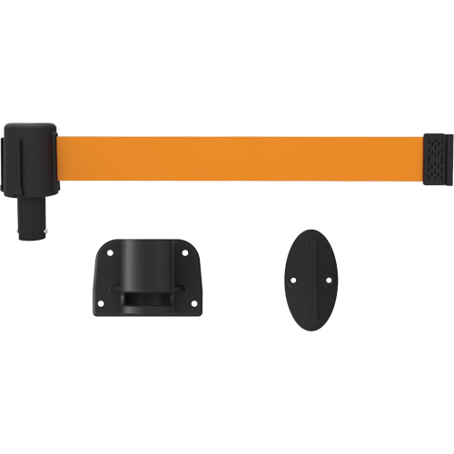 PLUS Wall Mount Barrier System, Plastic, Screw Mount, 15', Orange Tape NTL Industrial