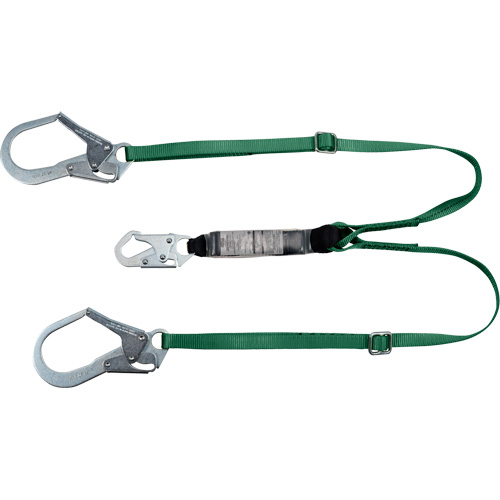 V-Series Lanyard, 6', Rebar Hook Center, Snap Hook Leg Ends, Polyester NTL Industrial