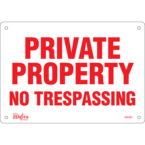 "Private Property" Sign, 7" x 10", Aluminum, English NTL Industrial