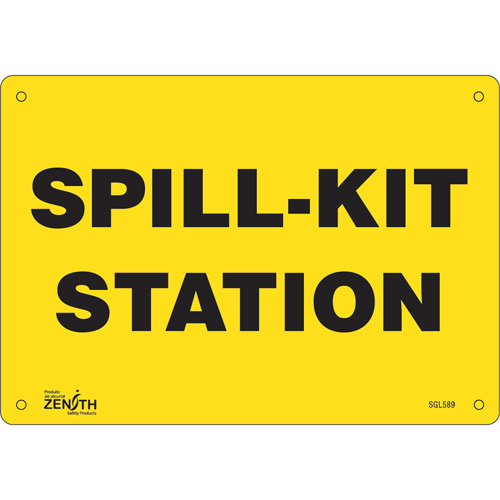 "Spill Kit Station" Sign, 7" x 10", Aluminum, English NTL Industrial
