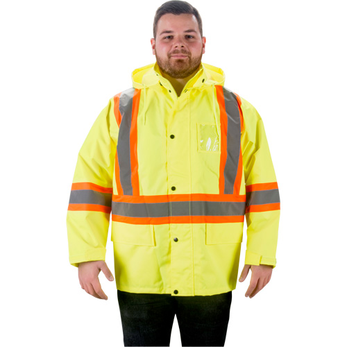 RZ1000 Rain Jacket, Polyester, Small, High Visibility Lime-Yellow NTL Industrial