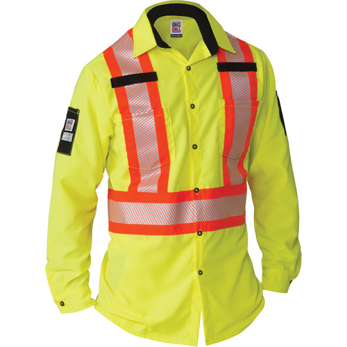 Chemise &agrave; manches longues haute visibilit&eacute; ind&eacute;chirable, Polyester, Petit, Jaune lime haute visibilit&eacute; NTL Industrial