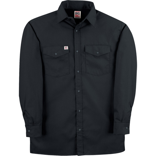 Twill Work Shirt with Snap, Men's, Medium (Tall), Black NTL Industrial