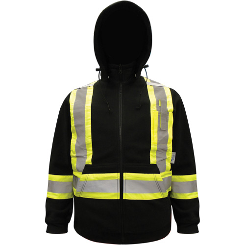 Chandail &agrave; capuchon haute visibilit&eacute;, Polyester, Noir, Petit NTL Industrial