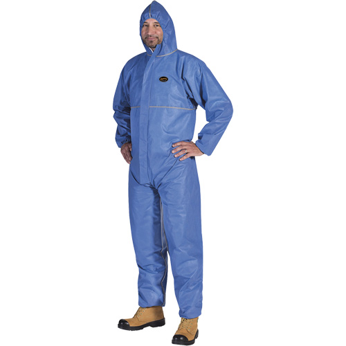 2075 Flame-Resistant SMS Disposable Coveralls, Size Small, Blue NTL Industrial