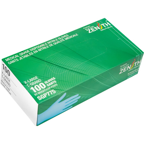 Puncture-Resistant Medical-Grade Disposable Gloves, X-Large, Nitrile, 4.5-mil, Powder-Free, Blue, Class 2 NTL Industrial