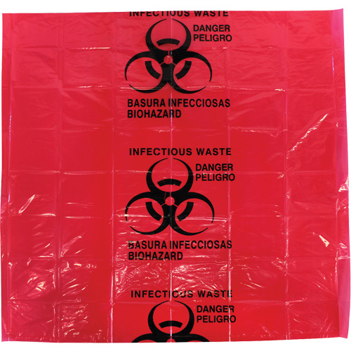 Sacs pour d&eacute;chets dangereux Dynamic, D&eacute;chets infectieux, 24" lo x 24" la, 12 microns NTL Industrial