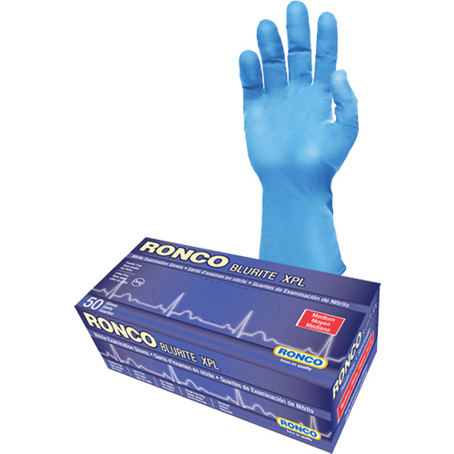 Gants d'examen BLURITE XPL, Petit, Nitrile, 8 mils, Sans poudre, Bleu, Classe 2 NTL Industrial