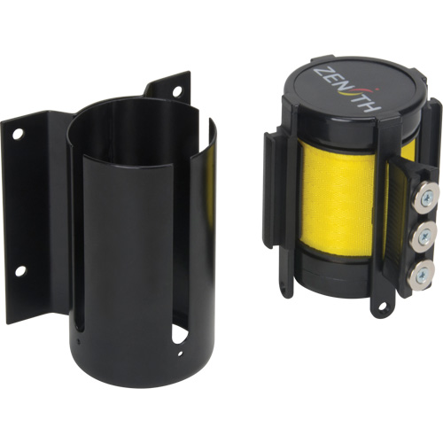 Wall Mount Barrier with Magnetic Tape, Steel, Screw Mount, 12', Yellow Tape NTL Industrial