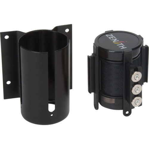 Wall Mount Barrier with Magnetic Tape, Steel, Screw Mount, 12', Black Tape NTL Industrial