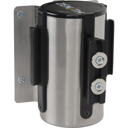 Barri&egrave;re &agrave; fixation murale avec ruban magn&eacute;tique, Acier, Fixation par vis, 7', Ruban Noir NTL Industrial