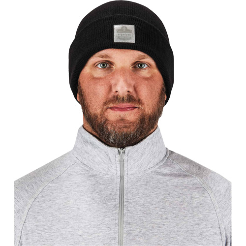 N-Ferno&reg; Rib Knit Beanie Hat, One Size, Black NTL Industrial