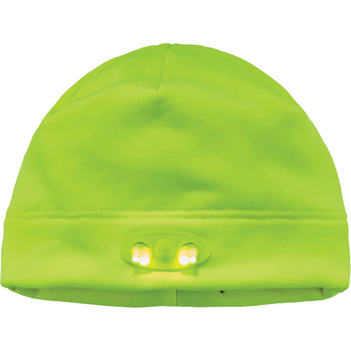 N-Ferno&reg; Skull Cap Beanie Hat with LED Lights, One Size, High-Visibility Lime Green NTL Industrial