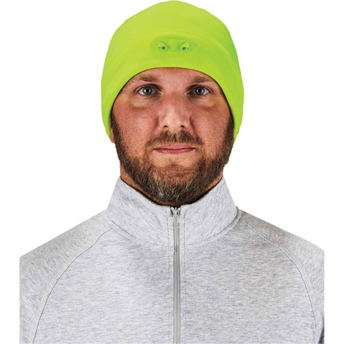 N-Ferno&reg; Skull Cap Beanie Hat with LED Lights, One Size, High-Visibility Lime Green NTL Industrial