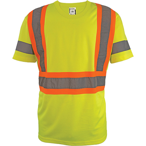 Chemise de s&eacute;curit&eacute; &agrave; manches courtes, Polyester, 2T-Grand, Jaune lime haute visibilit&eacute; NTL Industrial