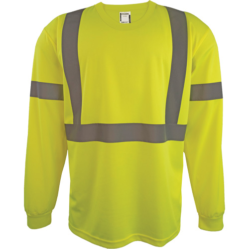 Long Sleeve Safety Shirt, Polyester, 2X-Large, High Visibility Lime-Yellow NTL Industrial
