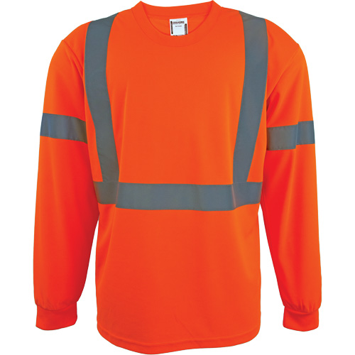 Long Sleeve Safety Shirt, Polyester, 2X-Large, High Visibility Orange NTL Industrial