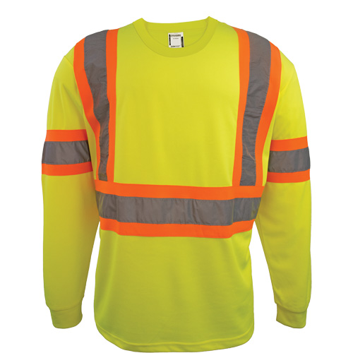 Chemise de s&eacute;curit&eacute; &agrave; manches longues, Polyester, 2T-Grand, Jaune lime haute visibilit&eacute; NTL Industrial
