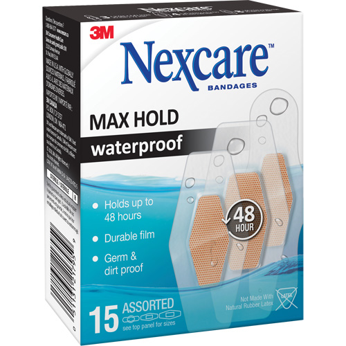 Nexcare Max-Hold Waterproof Bandages, Assorted, Plastic, Sterile NTL Industrial