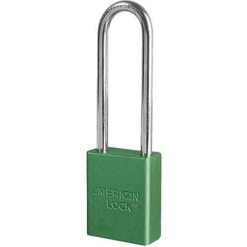 American Lock&reg; Safety Padlock, Green, Keyed Different, Aluminum, 1-1/2" Width NTL Industrial