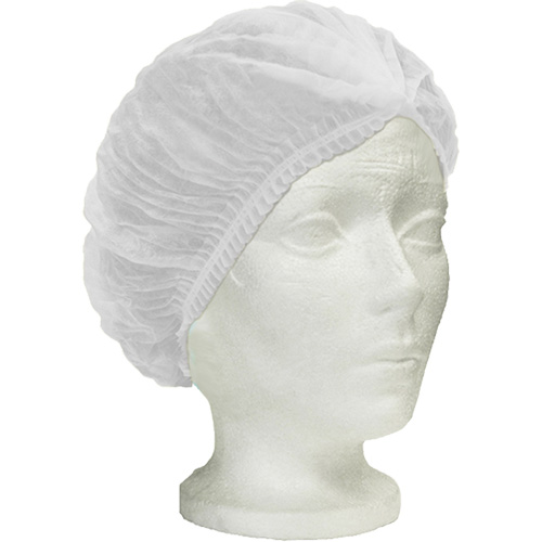 Ronco Care Pleated Bouffant Cap, Polypropylene, 24", White NTL Industrial