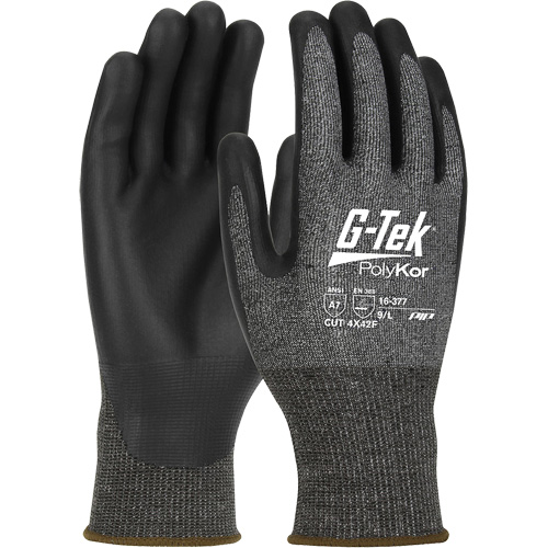 Gants r&eacute;sistants aux coupures G-Tek PolyKor X7, Taille Petit, Calibre 18, Rev&ecirc;tement Polyur&eacute;thane, Enveloppe en Poly&eacute;thyl&egrave;ne, ASTM ANSI niveau A7/EN 388 niveau F NTL Industrial