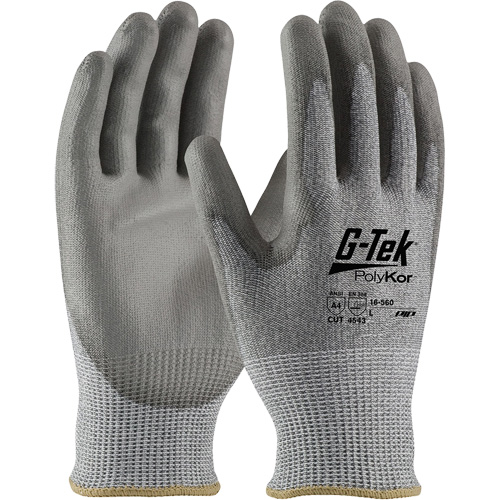 Gants r&eacute;sistants aux coupures G-Tek PolyKor, Taille Petit, Calibre 13, Rev&ecirc;tement Polyur&eacute;thane, Enveloppe en Poly&eacute;thyl&egrave;ne, ASTM ANSI niveau A4/EN 388 niveau 5/EN 388 niveau D NTL Industrial