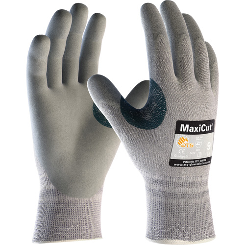 Gants r&eacute;sistants aux coupures en tricot sans coutures ATG MaxiCut 5, Taille T-petit, Calibre 13, Rev&ecirc;tement Mousse de nitrile, Enveloppe en Dyneema/Nylon, ASTM ANSI niveau A4/EN 388 niveau 4/EN 388 niveau C NTL Industrial