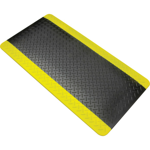 Tapis antifatigue, Losange, 1-2/3' x 3-1/4' x 3/4", Noir/Jaune, Polyur&eacute;thane NTL Industrial
