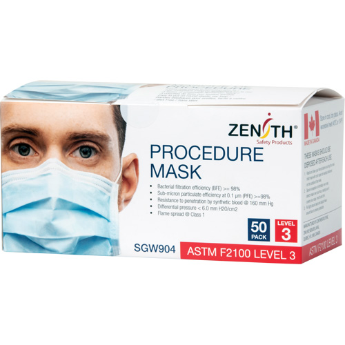 Disposable Procedure Face Masks, ASTM F2100 Level 3, Class 1 NTL Industrial