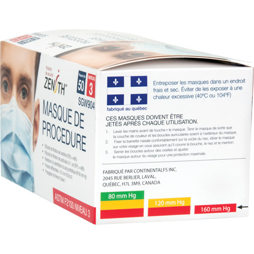 Disposable Procedure Face Masks, ASTM F2100 Level 3, Class 1 NTL Industrial