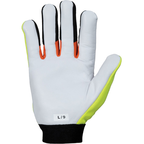 Gants de m&eacute;canicien &agrave; haute visibilit&eacute; ClutchGear, Paume Cuir fleur de ch&egrave;vre, Taille Moyen NTL Industrial