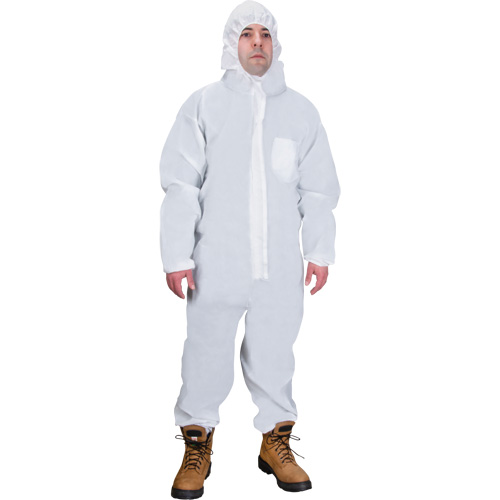 Hooded Coveralls, Medium, White, SMS NTL Industrial