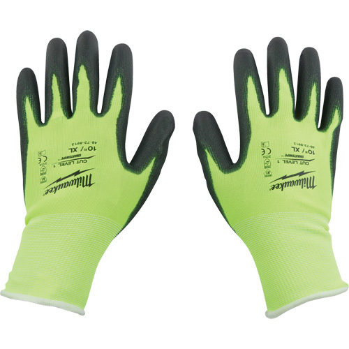Gants &agrave; haute visibilit&eacute; enduits par trempage, Taille Petit, Calibre 15, Rev&ecirc;tement Polyur&eacute;thane, Enveloppe en Poly&eacute;thyl&egrave;ne, ASTM ANSI niveau A1 NTL Industrial
