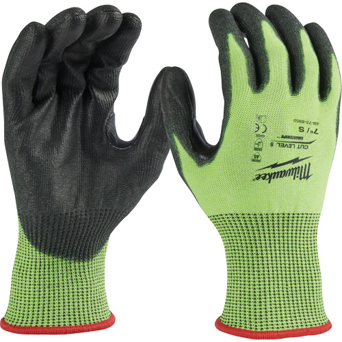 Gants &agrave; haute visibilit&eacute; enduits par trempage, Taille Petit, Calibre 15, Rev&ecirc;tement Polyur&eacute;thane, Enveloppe en Poly&eacute;thyl&egrave;ne, ASTM ANSI niveau A5 NTL Industrial