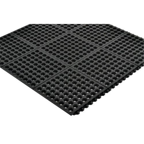 Cushion-Ease&reg; 550 Interlocking Anti-Fatigue Mat, Slotted, 3' x 3' x 3/4", Black, Rubber NTL Industrial