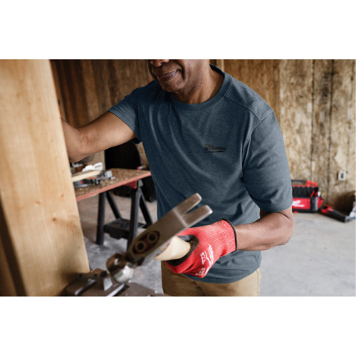 Hybrid Work Tee Shirt, Men's, Small, Blue NTL Industrial