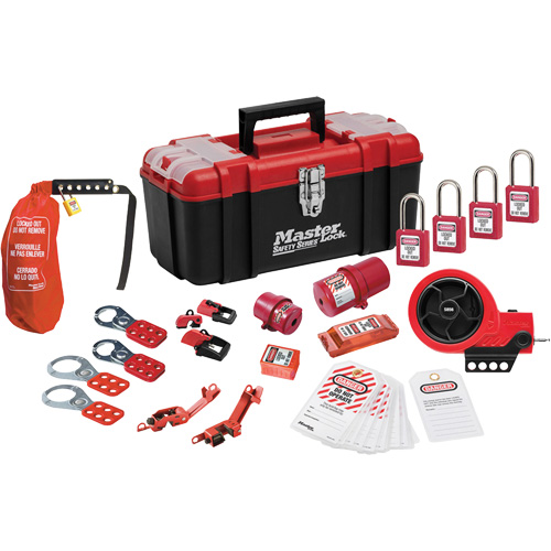 Trousse de cadenassage avec cadenas en thermoplastique de qualit&eacute; sup&eacute;rieure Zenex, Ensemble &eacute;lectrique, 21 composants compris NTL Industrial