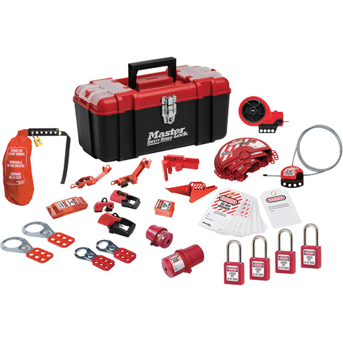 Trousse de cadenassage avec cadenas en thermoplastique de qualit&eacute; sup&eacute;rieure Zenex, Ensemble &eacute;lectrique/Vanne, 27 composants compris NTL Industrial