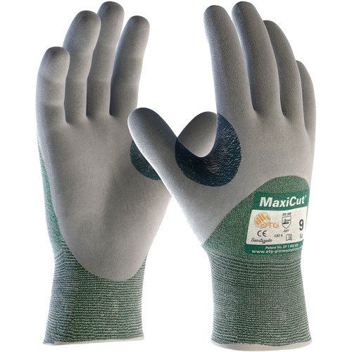 Gants en tissu technique r&eacute;sistant aux coupures ATG MaxiCut, Taille Grand, Calibre 15, Rev&ecirc;tement Nitrile, Enveloppe en Fil technique, ASTM ANSI niveau A2/EN 388 niveau 3/EN 388 niveau B NTL Industrial