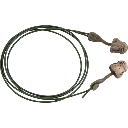 Bouchons d'oreilles en mousse camo sans roulement &agrave; tourner Glide, Vrac - Boîte, Avec cordon NTL Industrial