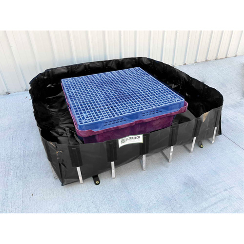 Berme de confinement des d&eacute;versements Ultra-IBC Berm, Capacit&eacute; 400 gal. US, 6' la x 6' lo x 18" h, Support en L NTL Industrial
