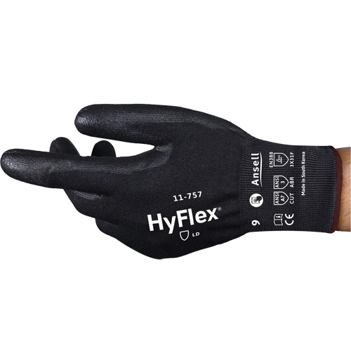 Gants r&eacute;sistant aux coupures Hyflex 11-757, Taille 8, Calibre 18, Rev&ecirc;tement Polyur&eacute;thane, Enveloppe en Intercept, ASTM ANSI niveau A7/EN 388 niveau F NTL Industrial