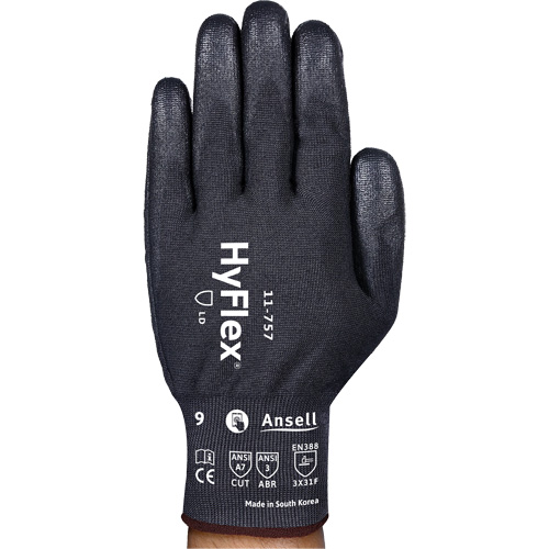 Gants r&eacute;sistant aux coupures Hyflex 11-757, Taille 8, Calibre 18, Rev&ecirc;tement Polyur&eacute;thane, Enveloppe en Intercept, ASTM ANSI niveau A7/EN 388 niveau F NTL Industrial