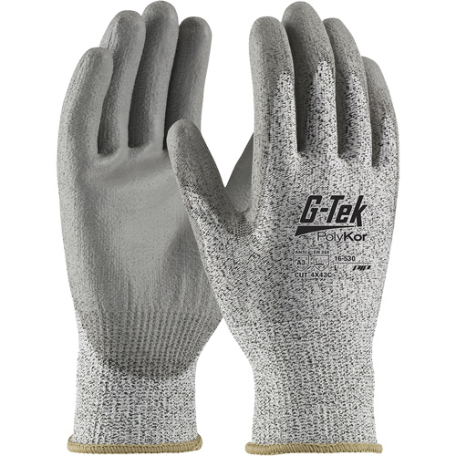 G-Tek&reg; PolyKor&reg; Cut-Resistant Glove, Size X-Small, 13 Gauge, Polyurethane Coated, Engineered Yarn Shell, ANSI/ISEA 105 Level 3 NTL Industrial