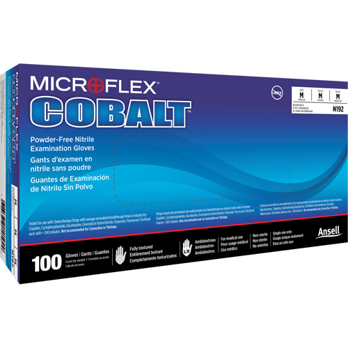 Microflex&reg; Cobalt&reg; N19 Multi-Purpose Exam Gloves, X-Small, Nitrile, 3.9-mil, Powder-Free, Blue, Class 2 NTL Industrial