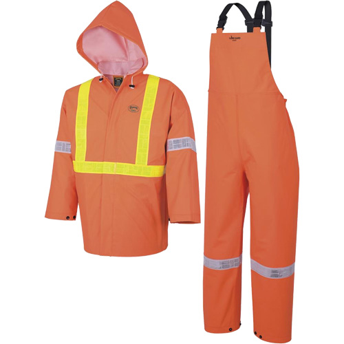 R85 Element FR FR 3-Piece Safety Rain Suit, PVC, Small, High-Visibility Orange NTL Industrial