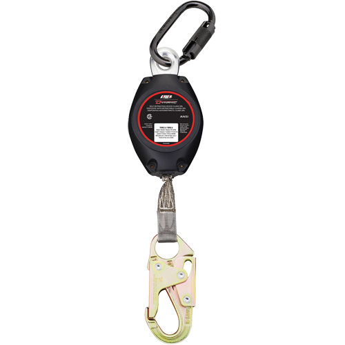 Cordage de s&eacute;curit&eacute; autor&eacute;tractable avec petit mousqueton Dynamic, 11', Polyester, Pivotant NTL Industrial