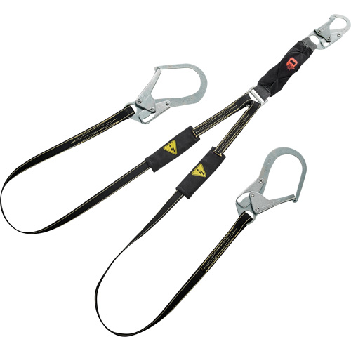 V-Series Welding Energy Absorbing Lanyard, 6', Rebar Hook Center, Snap Hook Leg Ends, Kevlar&reg;/Metal/Nylon NTL Industrial