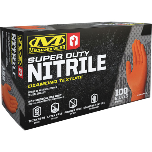 Gants robustes jetables, 9/Moyen, Nitrile, 8 mils, Sans poudre, Orange NTL Industrial